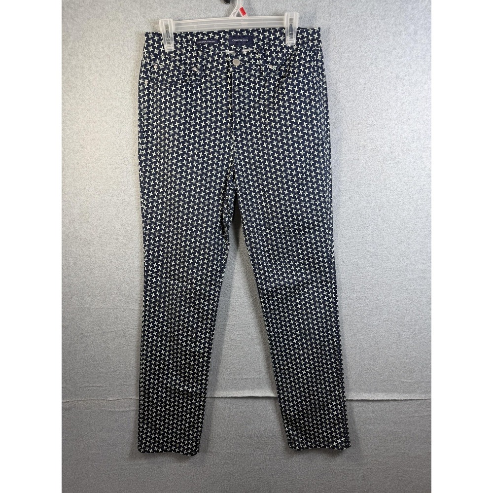 Charter Club‎ Lexington Straight Jeans Womens 8 Blue Geometric Print Denim
